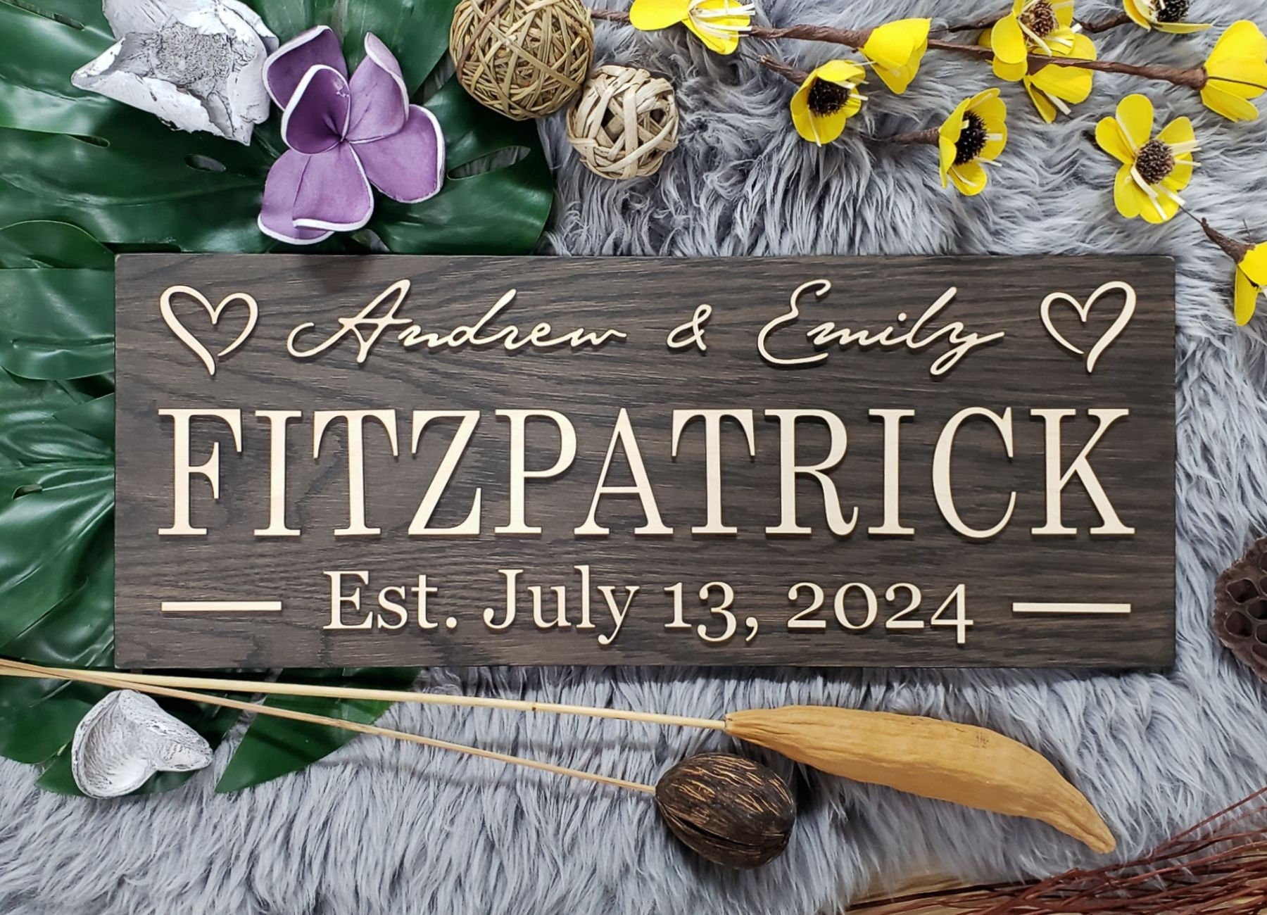 Rustic Personalized Last Name Farmhouse Sign | Wedding Gift for Couple | Unique Anniversary or Christmas Decor