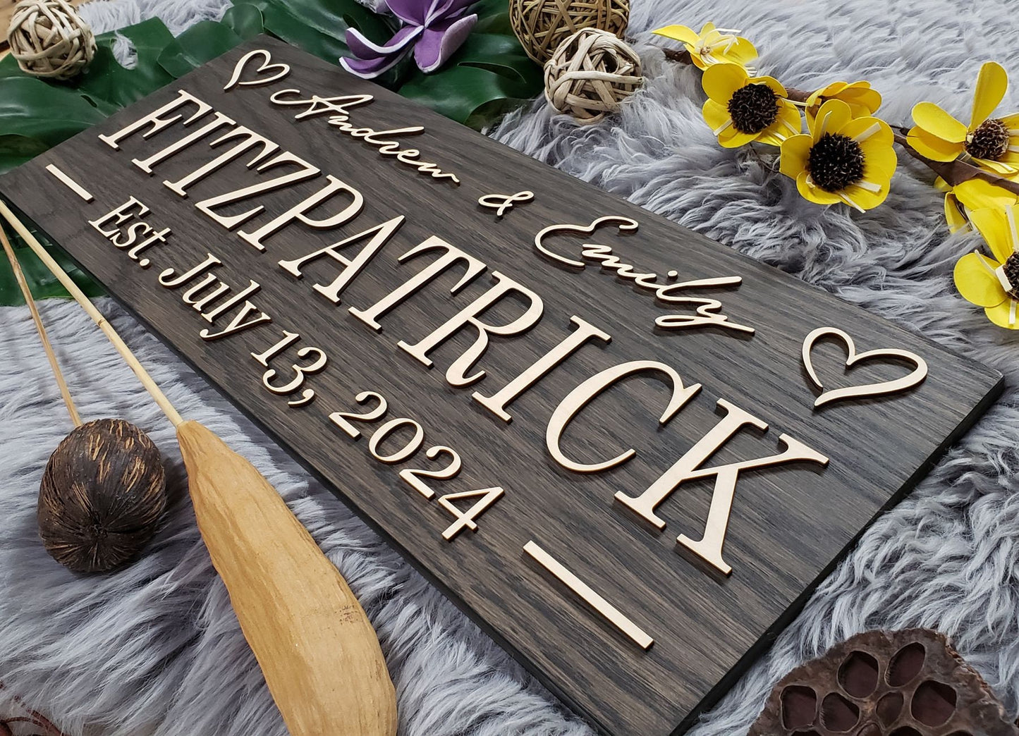 Rustic Personalized Last Name Farmhouse Sign | Wedding Gift for Couple | Unique Anniversary or Christmas Decor
