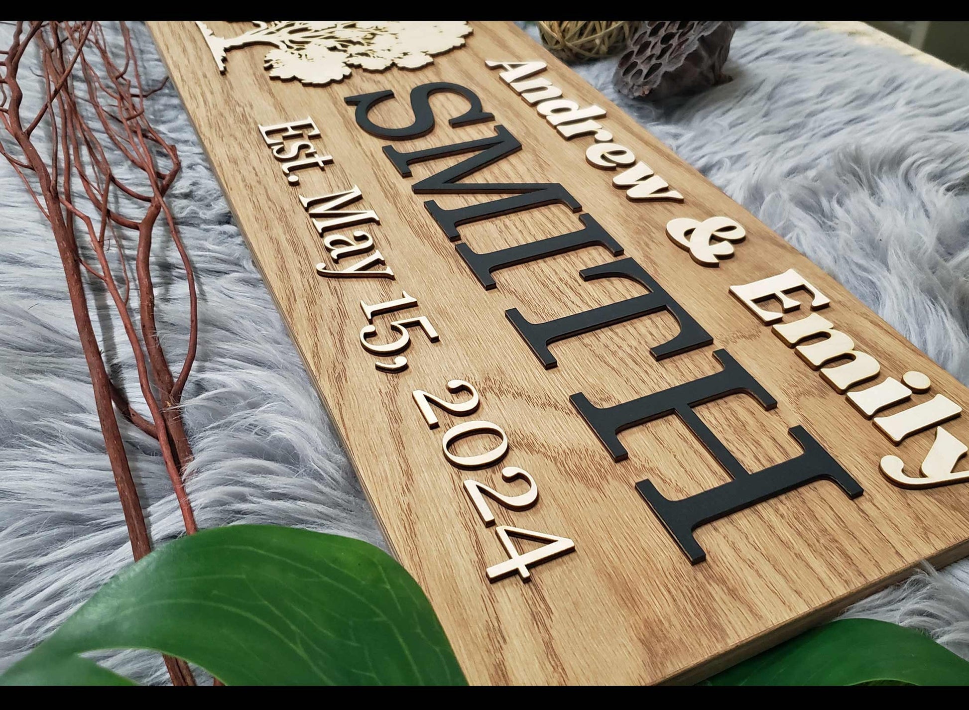 Rustic Personalized Last Name Farmhouse Sign | Wedding Gift for Couple | Unique Anniversary or Christmas Decor