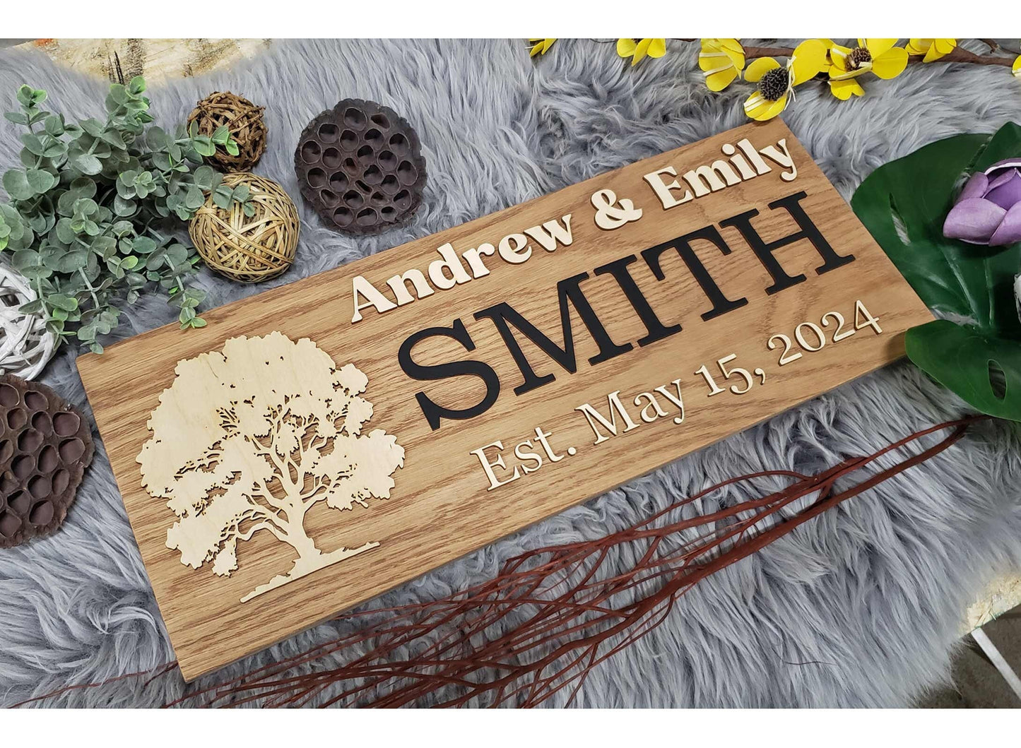 Rustic Personalized Last Name Farmhouse Sign | Wedding Gift for Couple | Unique Anniversary or Christmas Decor