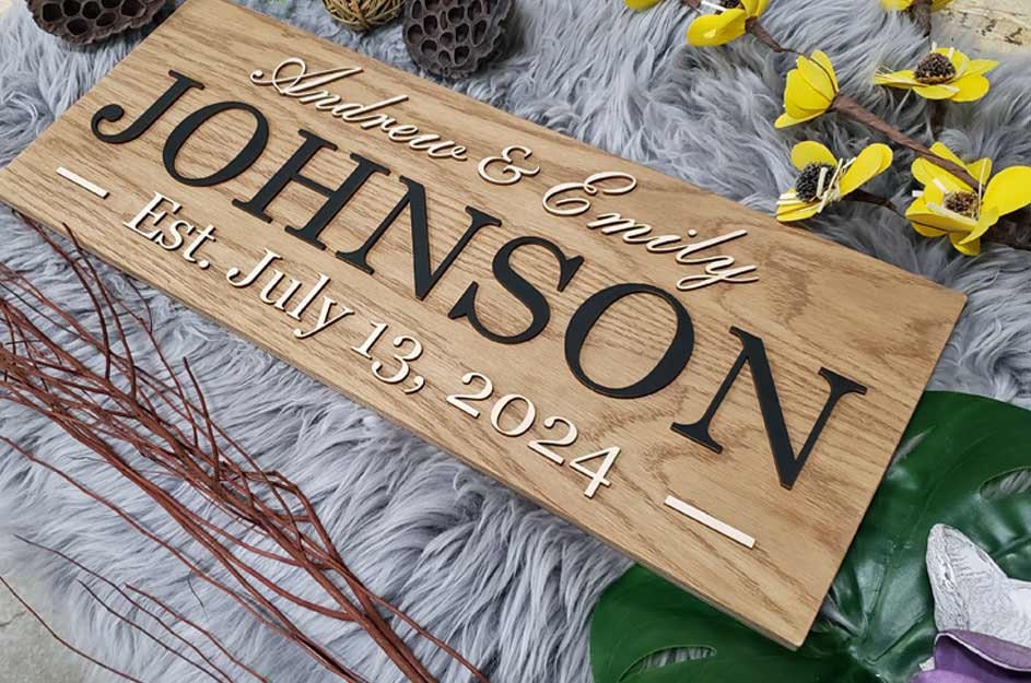 Rustic Personalized Last Name Farmhouse Sign | Wedding Gift for Couple | Unique Anniversary or Christmas Decor