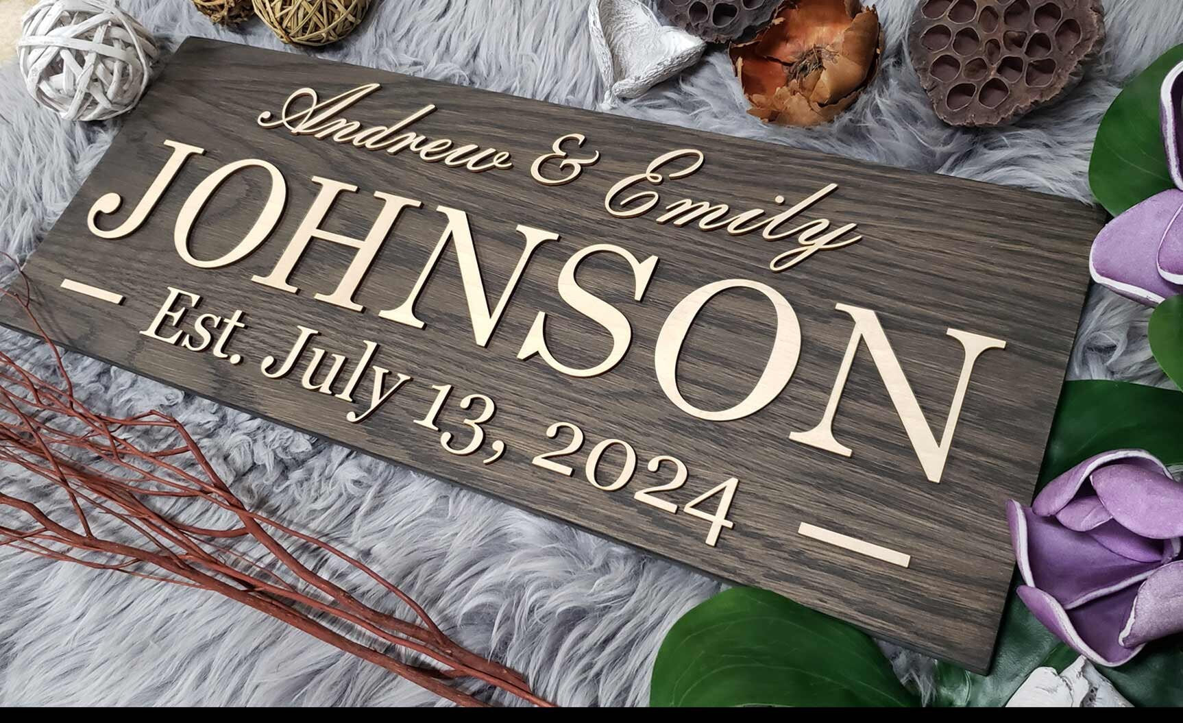 Rustic Personalized Last Name Farmhouse Sign | Wedding Gift for Couple | Unique Anniversary or Christmas Decor