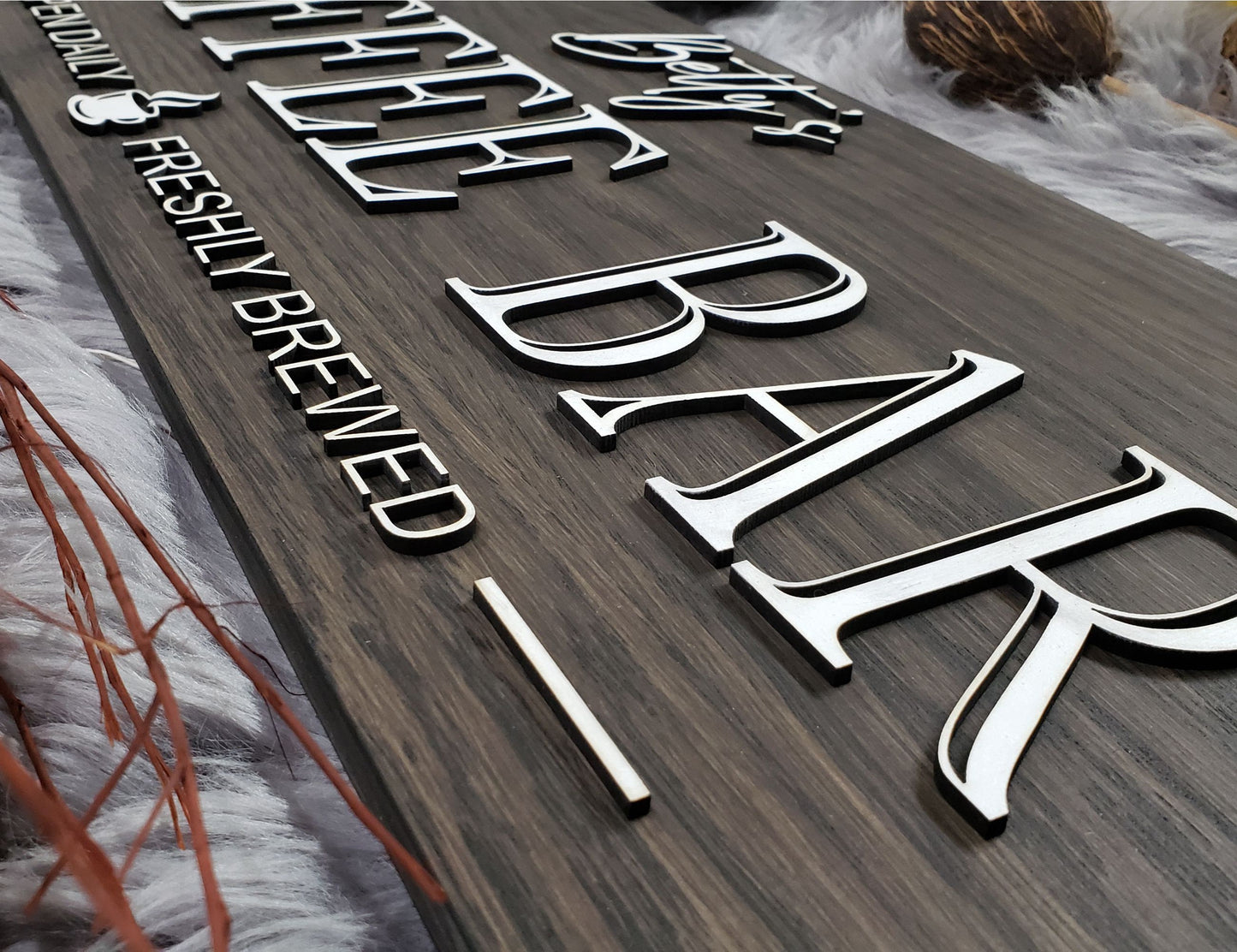 Customizable Rustic Wood Coffee Bar Sign - Personalized Last Name Decor for Housewarming or Anniversary Gift