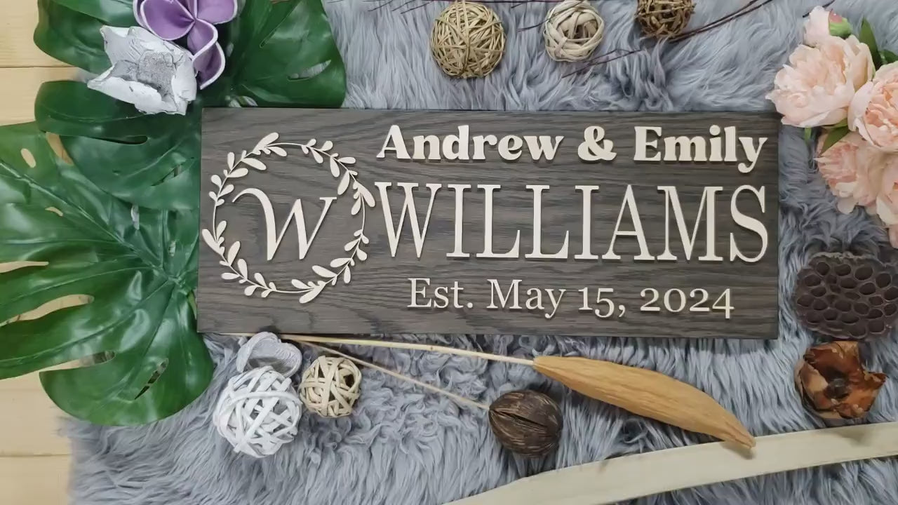 Rustic Personalized Last Name Farmhouse Sign | Wedding Gift for Couple | Unique Anniversary or Christmas Decor