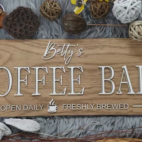 Customizable Rustic Wood Coffee Bar Sign - Personalized Last Name Decor for Housewarming or Anniversary Gift