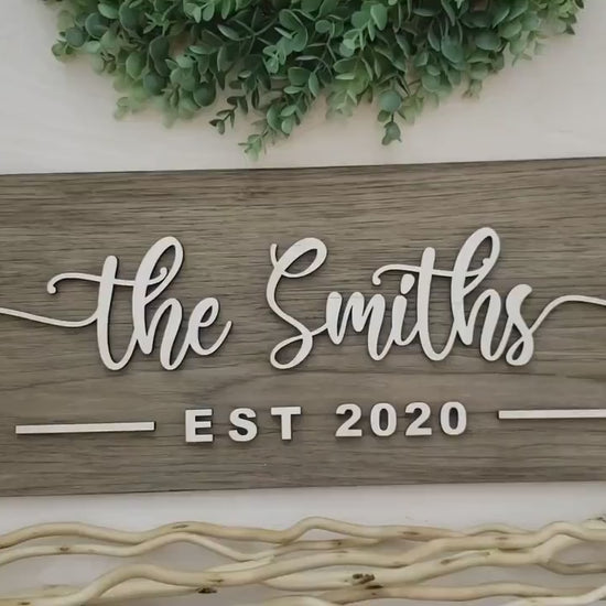Personalized Farmhouse Wooden Sign | Last Name Sign | Wedding, Anniversary, or Christmas Gift | Rustic Home Decor